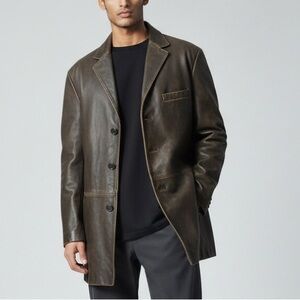 J. Ferrar Vintage Brown Leather Jacket Men's M Rugged Distressed Blazer Retro